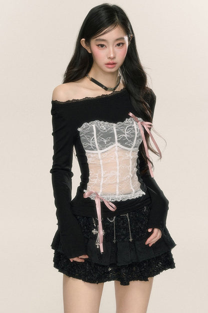 Slightly Transparent Lace T-Shirt