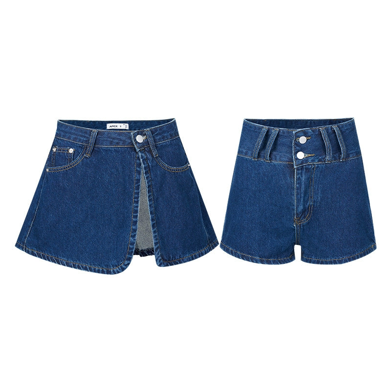 Denim Apron Shorts Two Piece Set