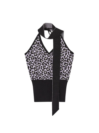Retro Leopard Print Cardigan Set-Up