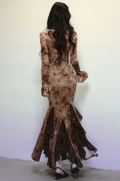 Deep V Mermaid Lace Dress