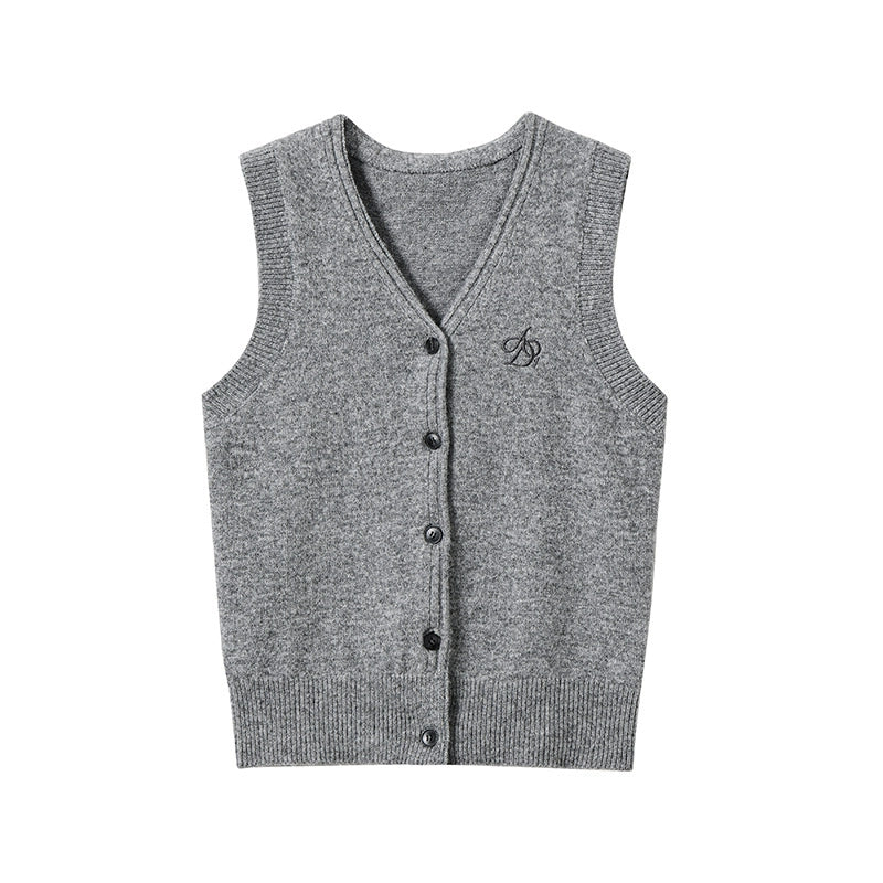 Woolen V-Neck  Slim Versatile Vest