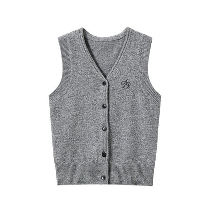 Woolen V-Neck Slim Versatile Vest