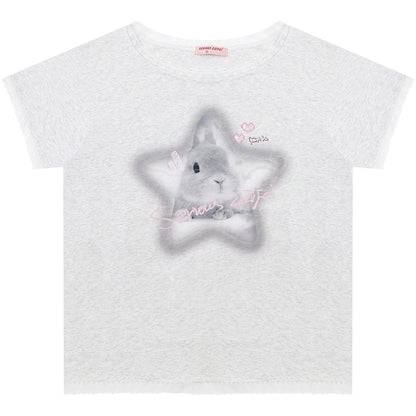 Star Rabbit Lace Short Sleeve T-shirt