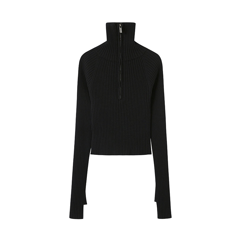 Stand-Up Collar Bottom Sweater