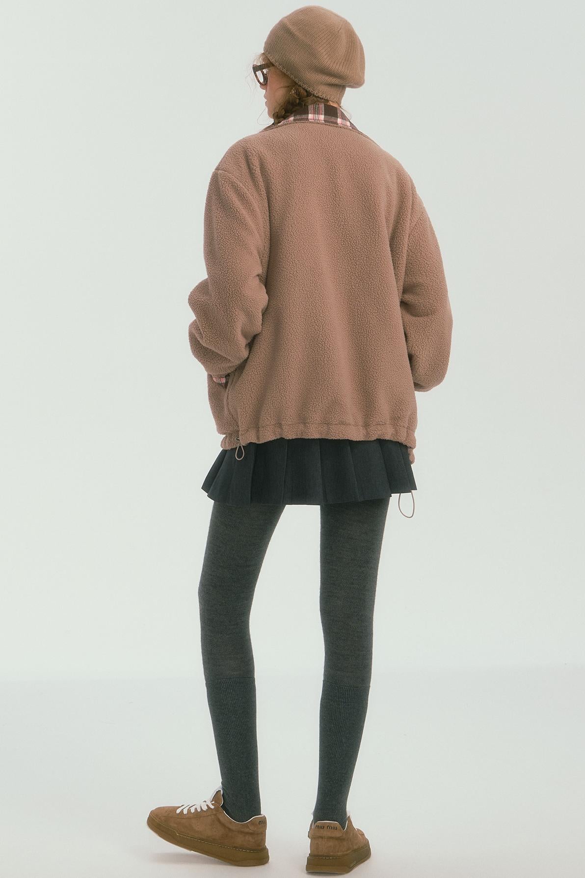 Double-Sided Plaid Fleece Jacket