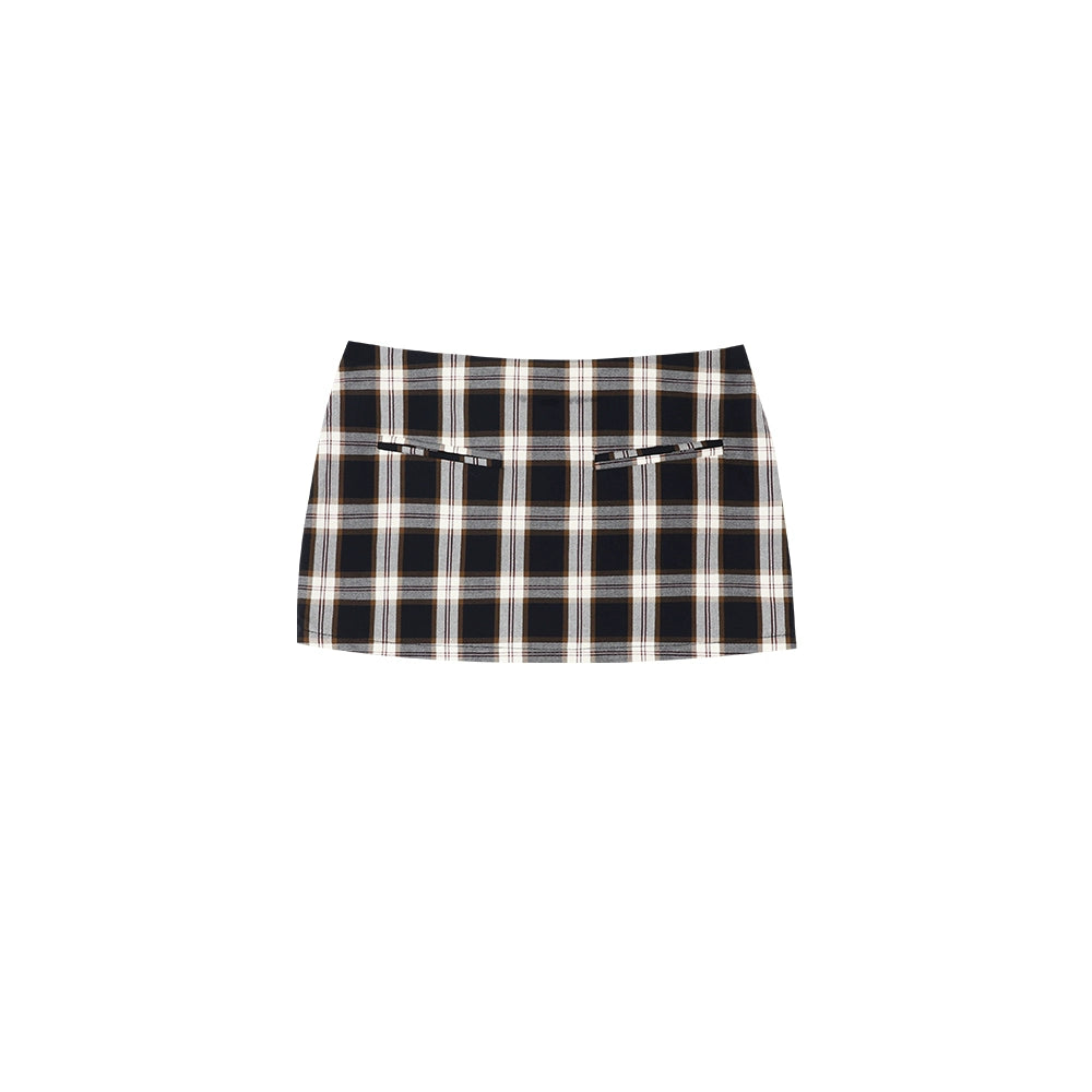 Double Zipper Plaid Mini Skirt
