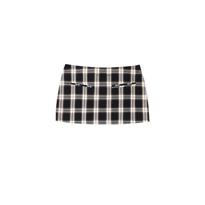Double Zipper Plaid Mini Skirt