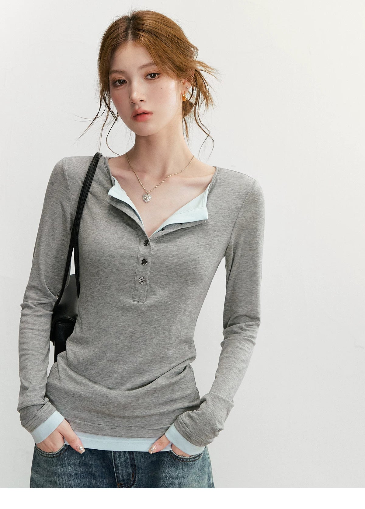 Retro Knit Henry Collar Top