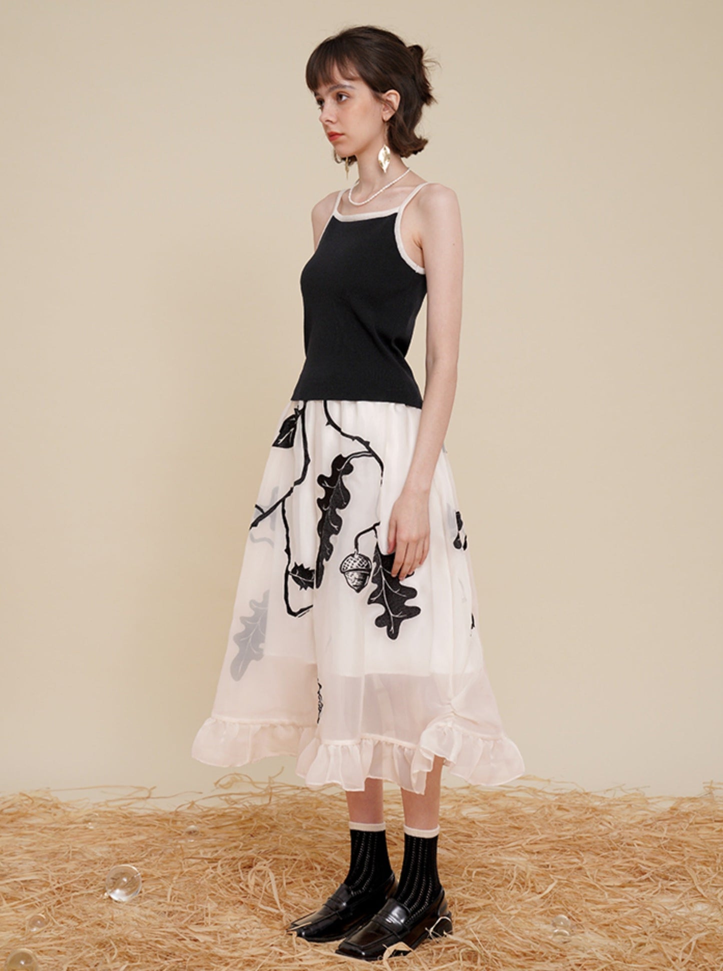 Embroidery Large Swing Gauze Skirt