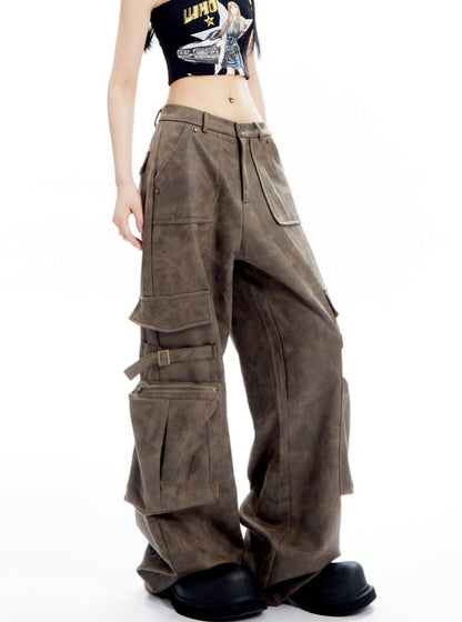 Loose Slim Casual Leather Pants