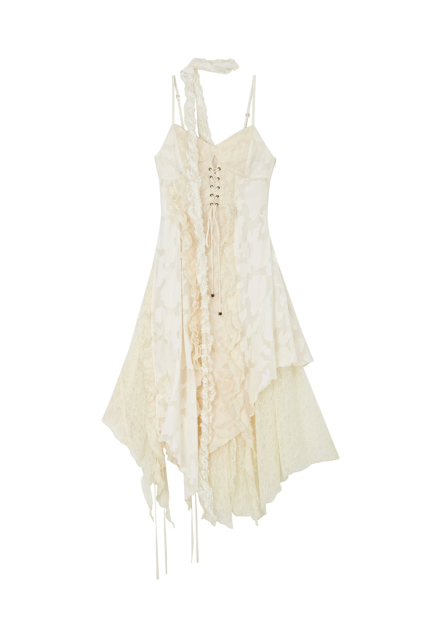 Lace Patchwork Drawstring Dress