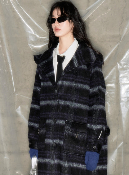 Plaid universe tweed hooded coat