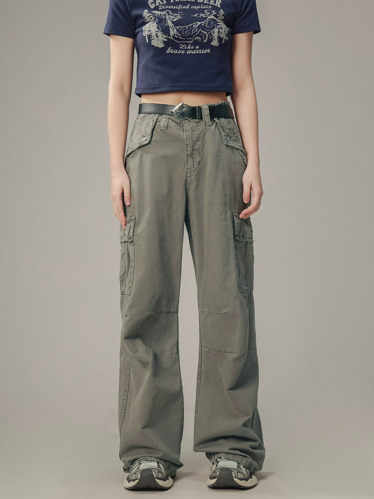 Gray Vintage Design Cargo Pants