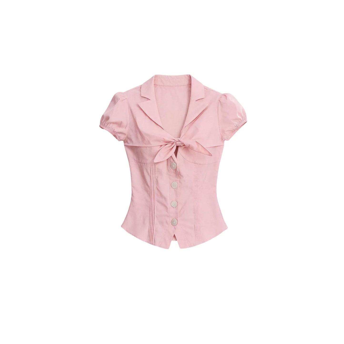 Textured Hollow-Out Tie-Up Blouse Set-Up