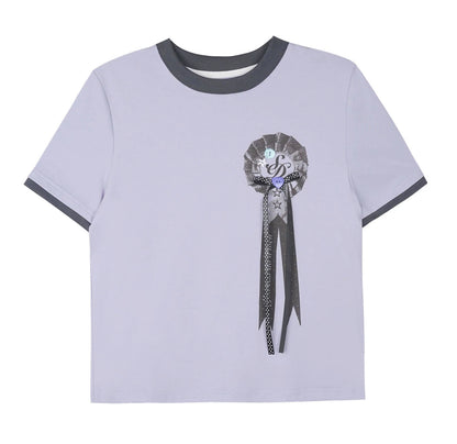 Chemisier à ruban floral violet clair