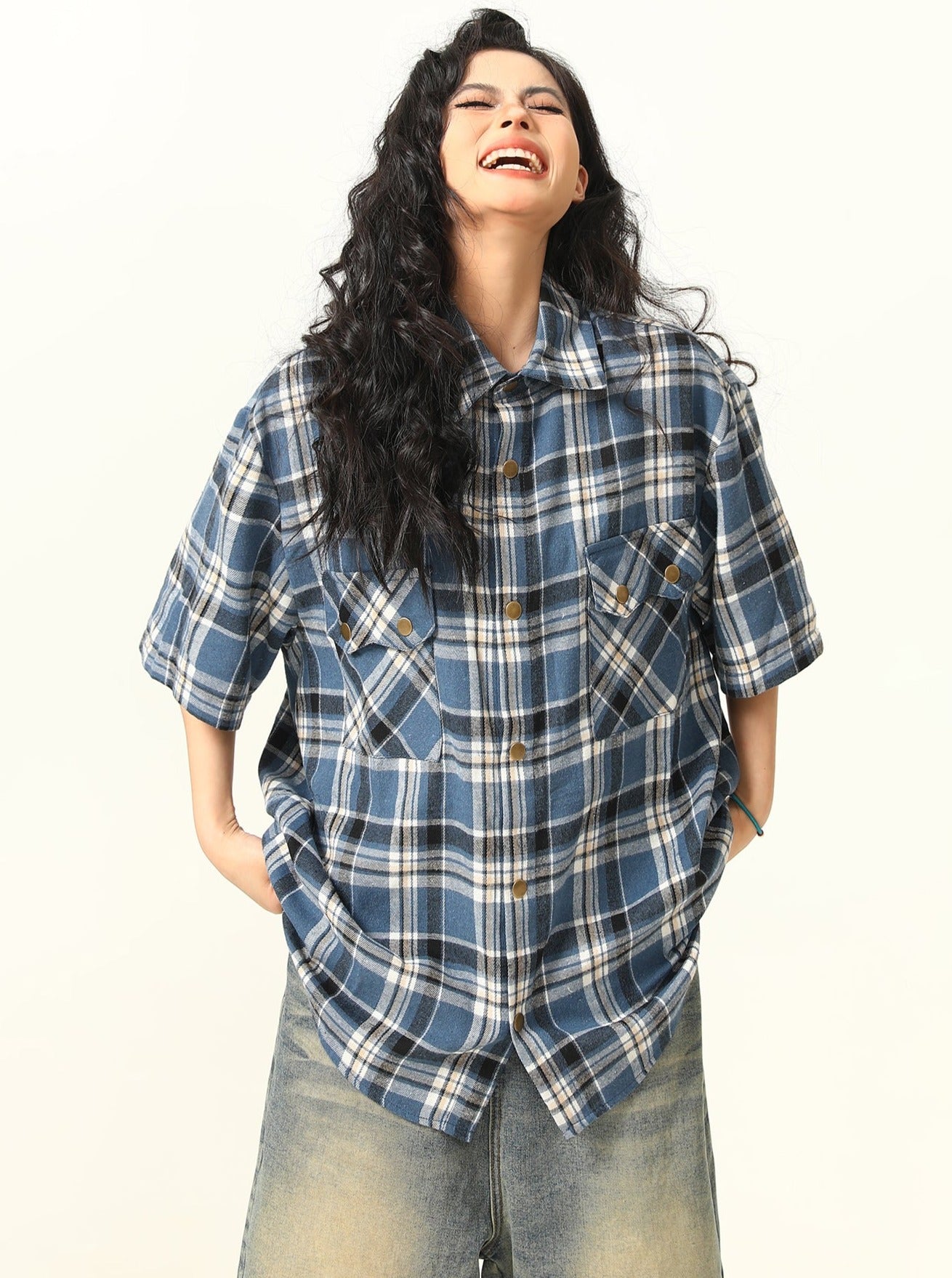 Vintage Pocket Cargo Plaid Shirt