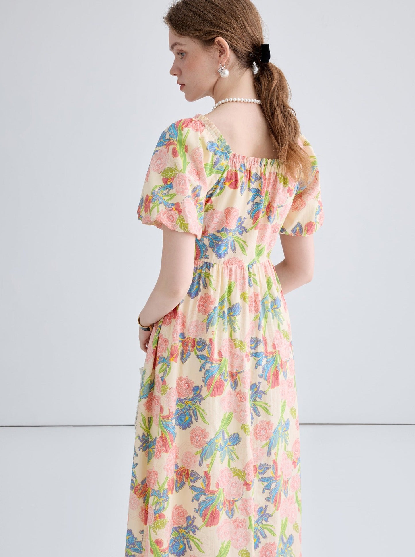 Floral V-Neck Long Dress