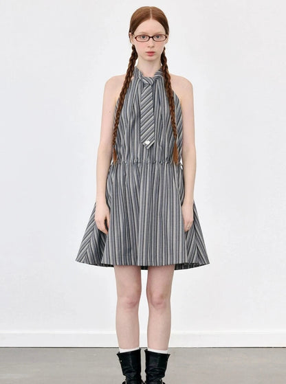 Halterneck Striped Dress