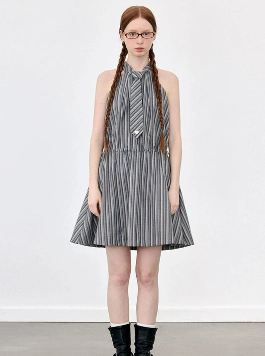 Halterneck Striped Dress