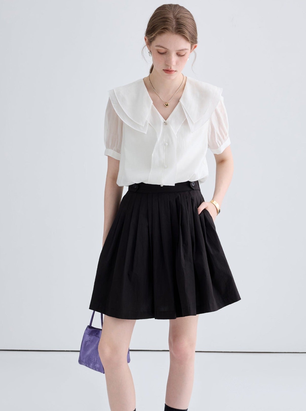 Loose Slim Babydoll Collar Shirt