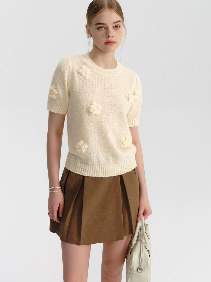 French Apricot Knit Crop Top