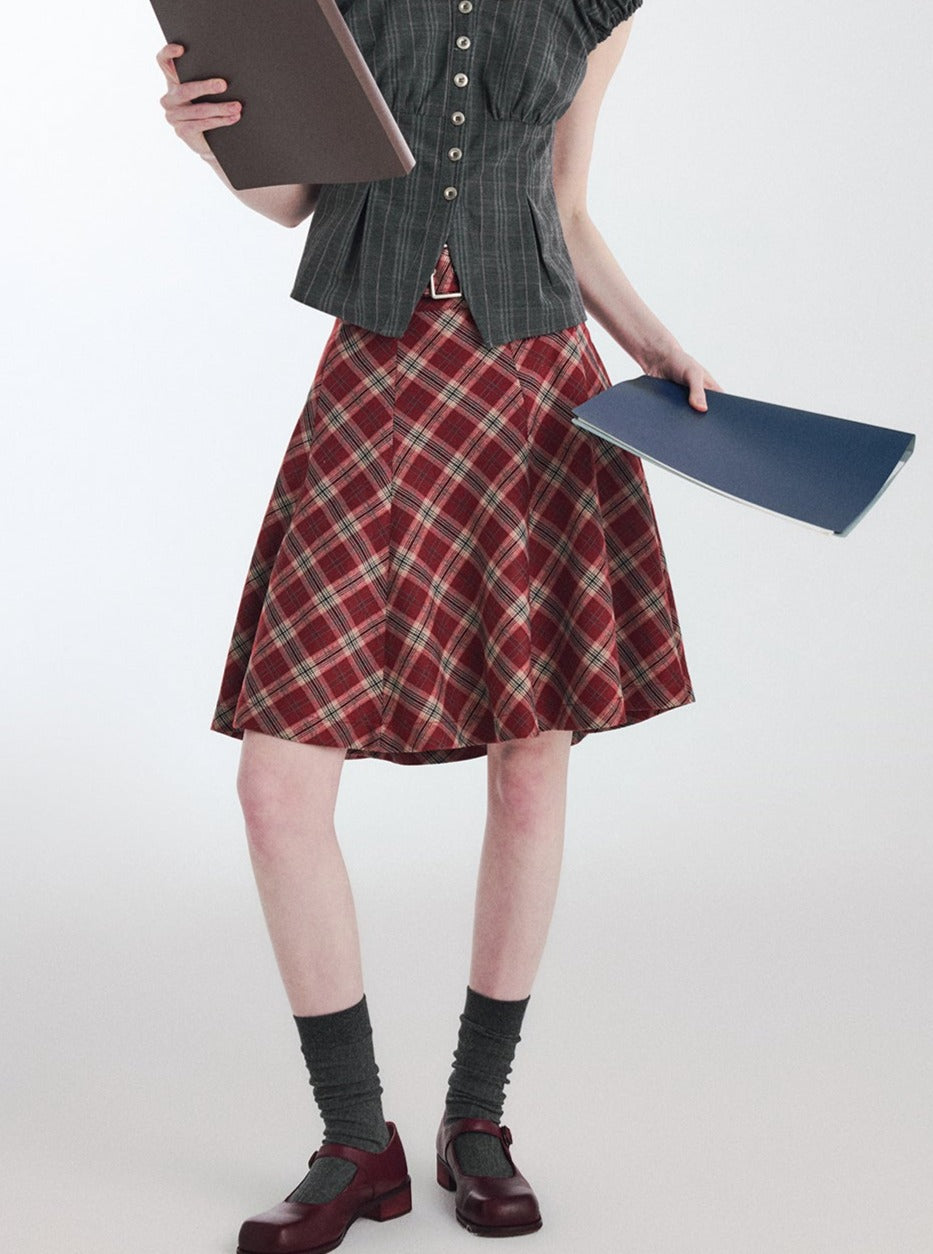 Retro Academy Checked Skirt