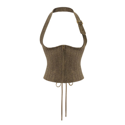 Elegant Woolen Tweed Vest Pants Set-Up