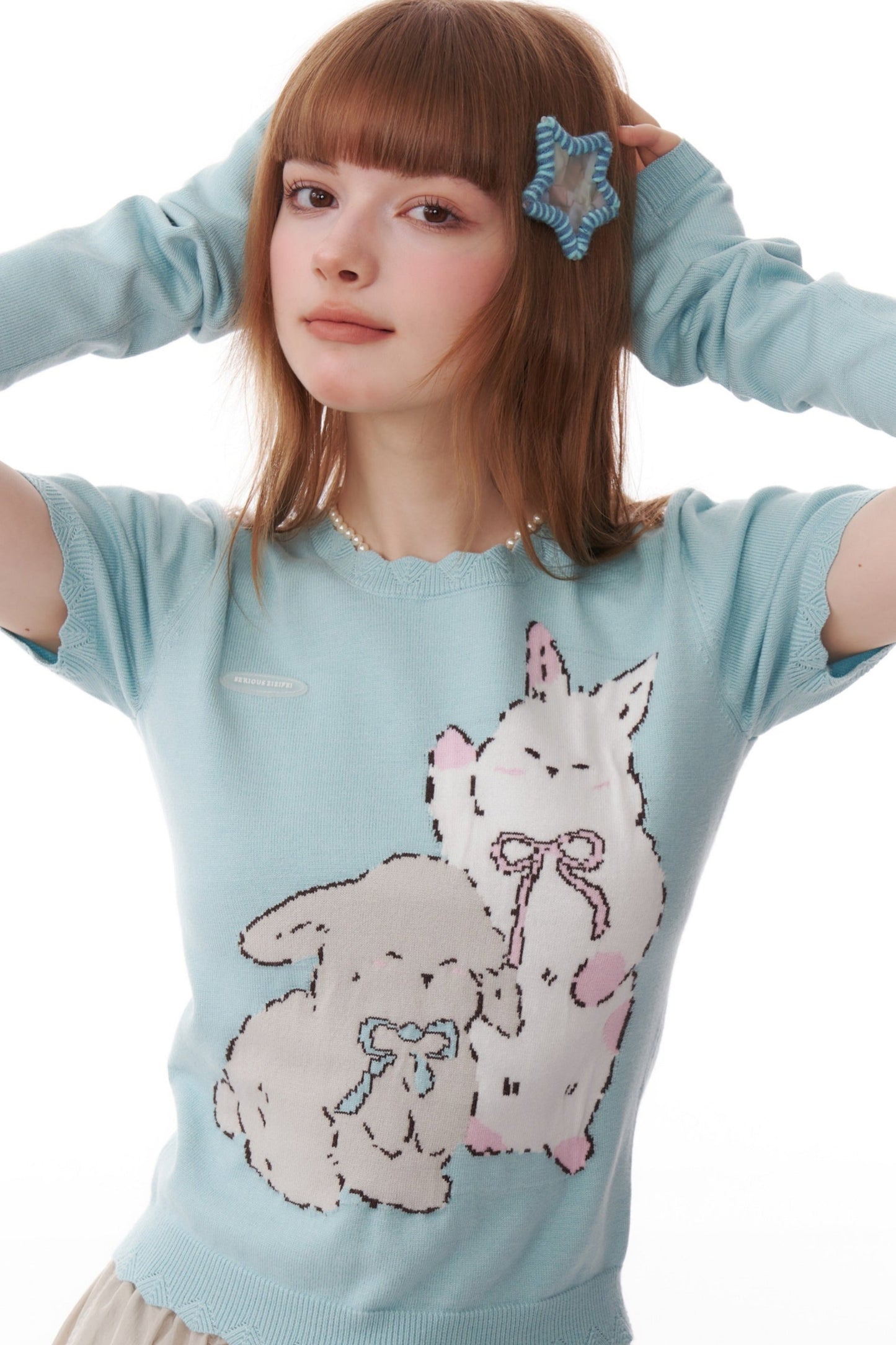 Bunny Design Knit T-Shirt