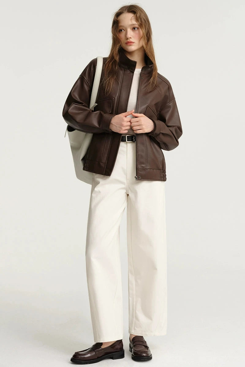 DESIGNER PLUS White Denim Wide-leg Pants Fall 2024 Premium High-Waisted Drape Versatile Straight-leg Pants