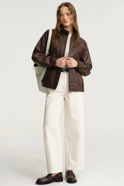 White Denim Wide-leg Pants