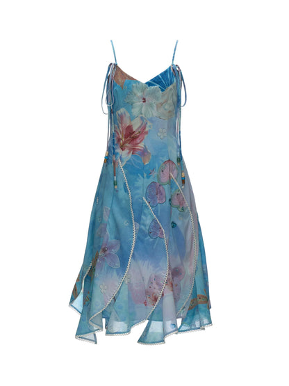 Blue Sea Floral Layered Dress