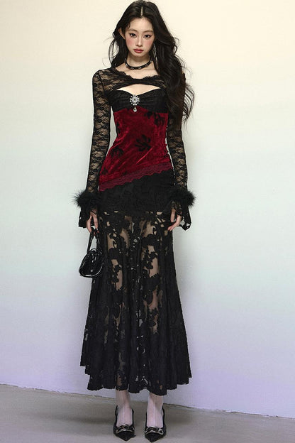 Off-Shoulder Lace Mermaid Dress