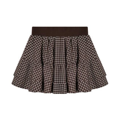 Plaid Melard Knit Top Skirt Set-Up