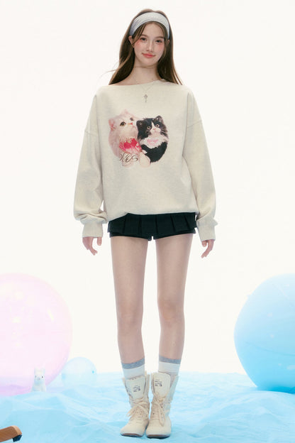 Retro Loose Round Neck Sweatshirt