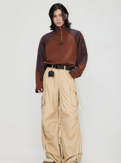 Maillard color patchwork pullover coat