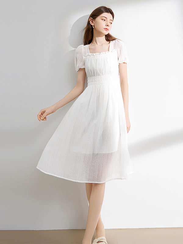 Puff Sleeve Cut-Out Dress