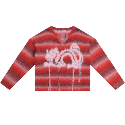 American hairy dragon red striped robe sweater