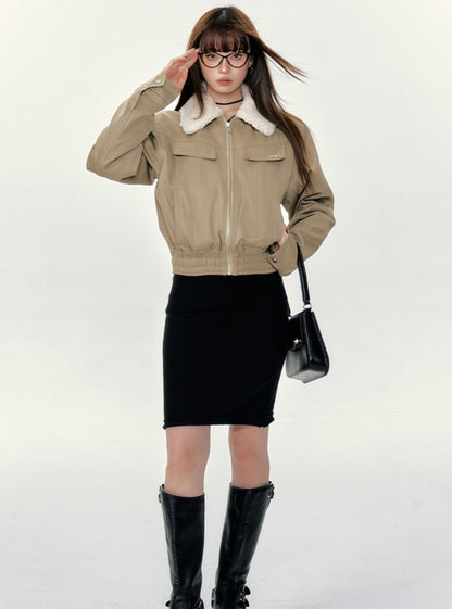 American Wool Neck Short Jacket