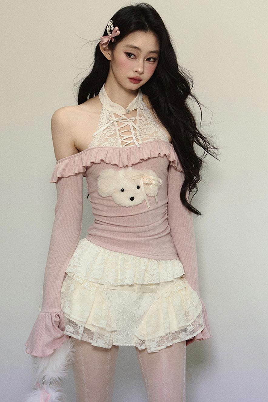 Ballet Aesthetics Irregular Lace Skirt