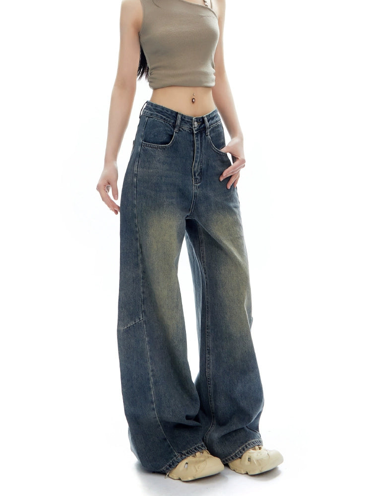 American Retro Distressed Straight Denim Pants