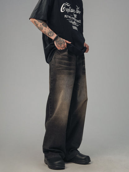 Loose Vintage Whisker Denim Pants