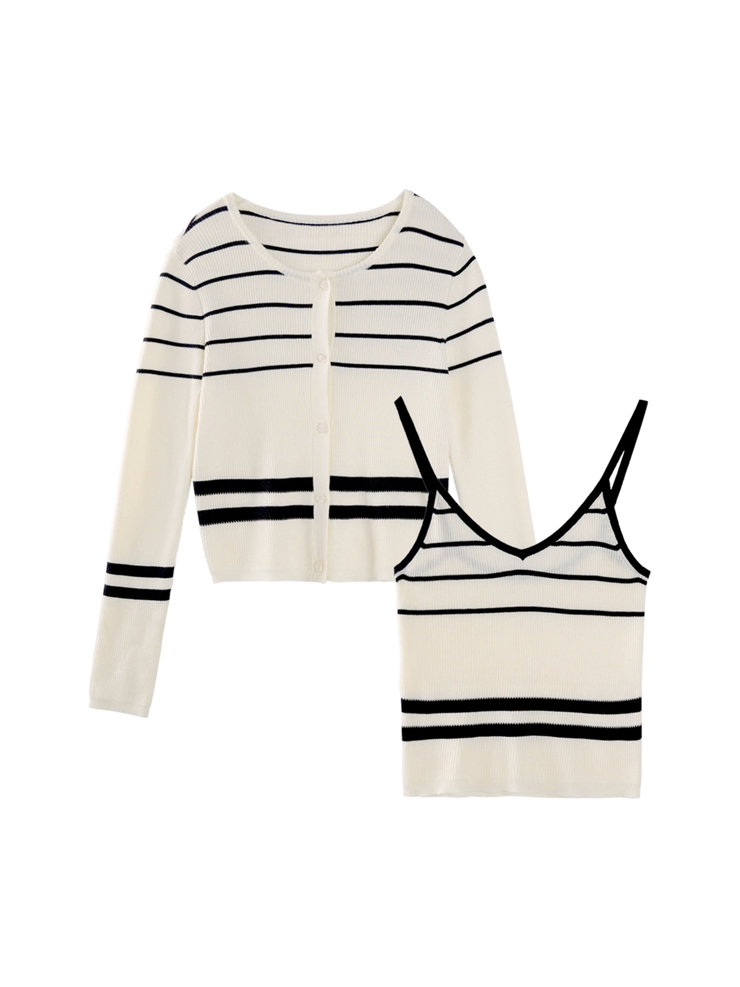 Striped Knit Jacket Set-Up