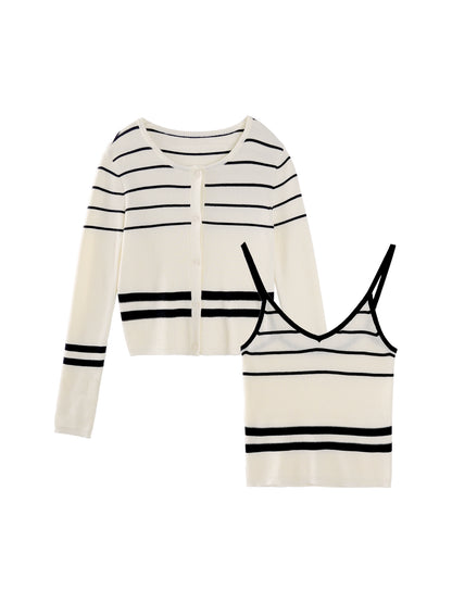Striped Knit Jacket Set-Up