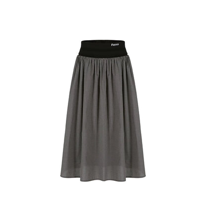 Gray Plaid Cotton A-Line Skirt