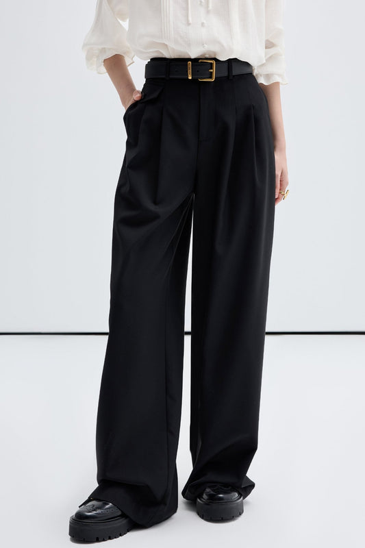 VEGA CHANG Casual Pants Women's Spring and Autumn 2024 New Lazy Loose and Thin Black Pants