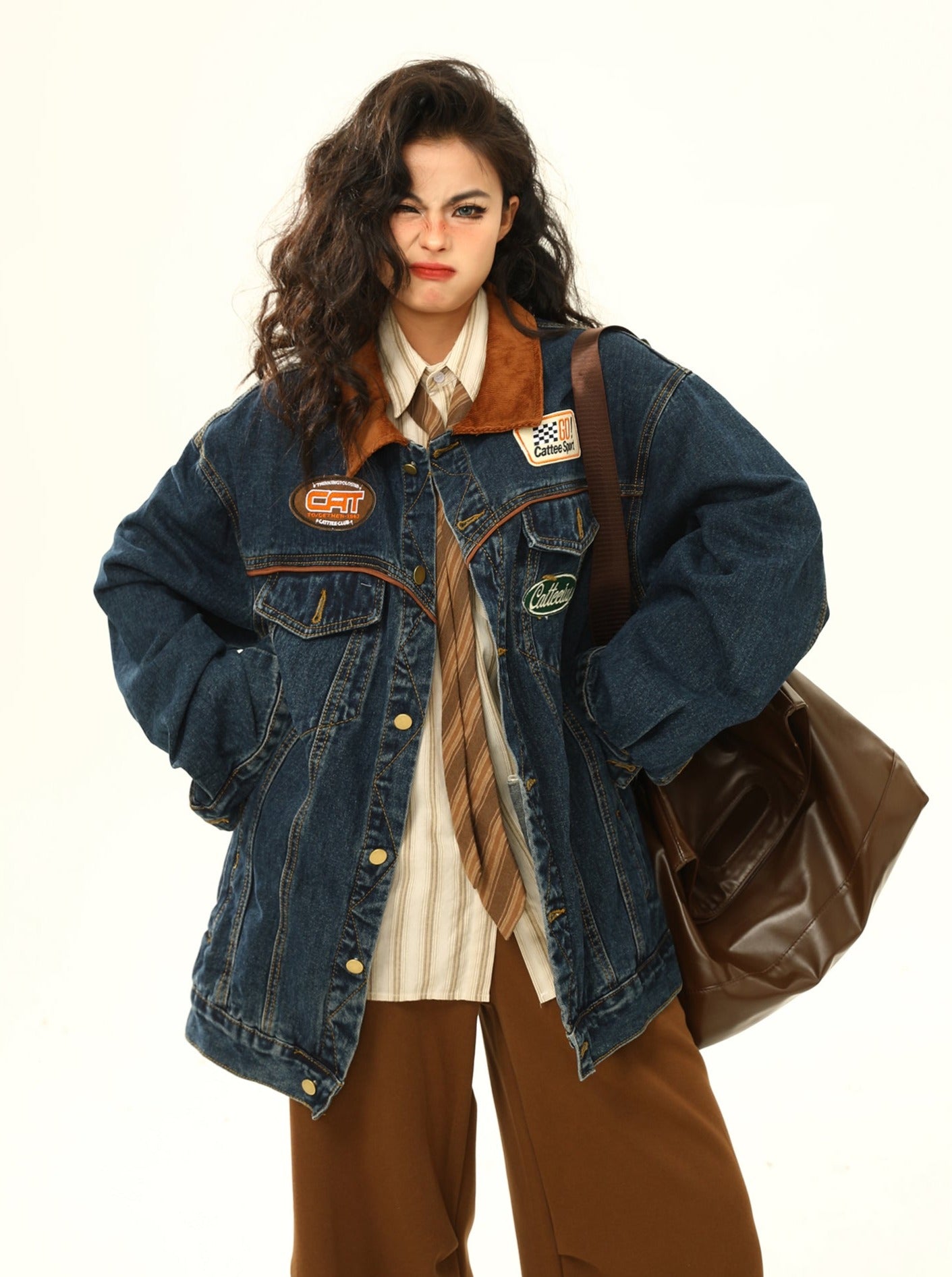 American retro denim blue coat