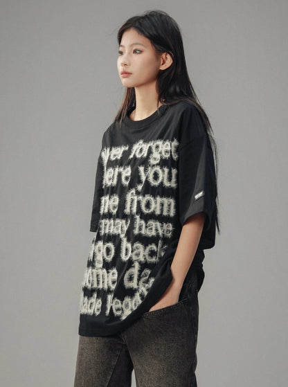 Vintage Letter Print Crew Neck T-Shirt