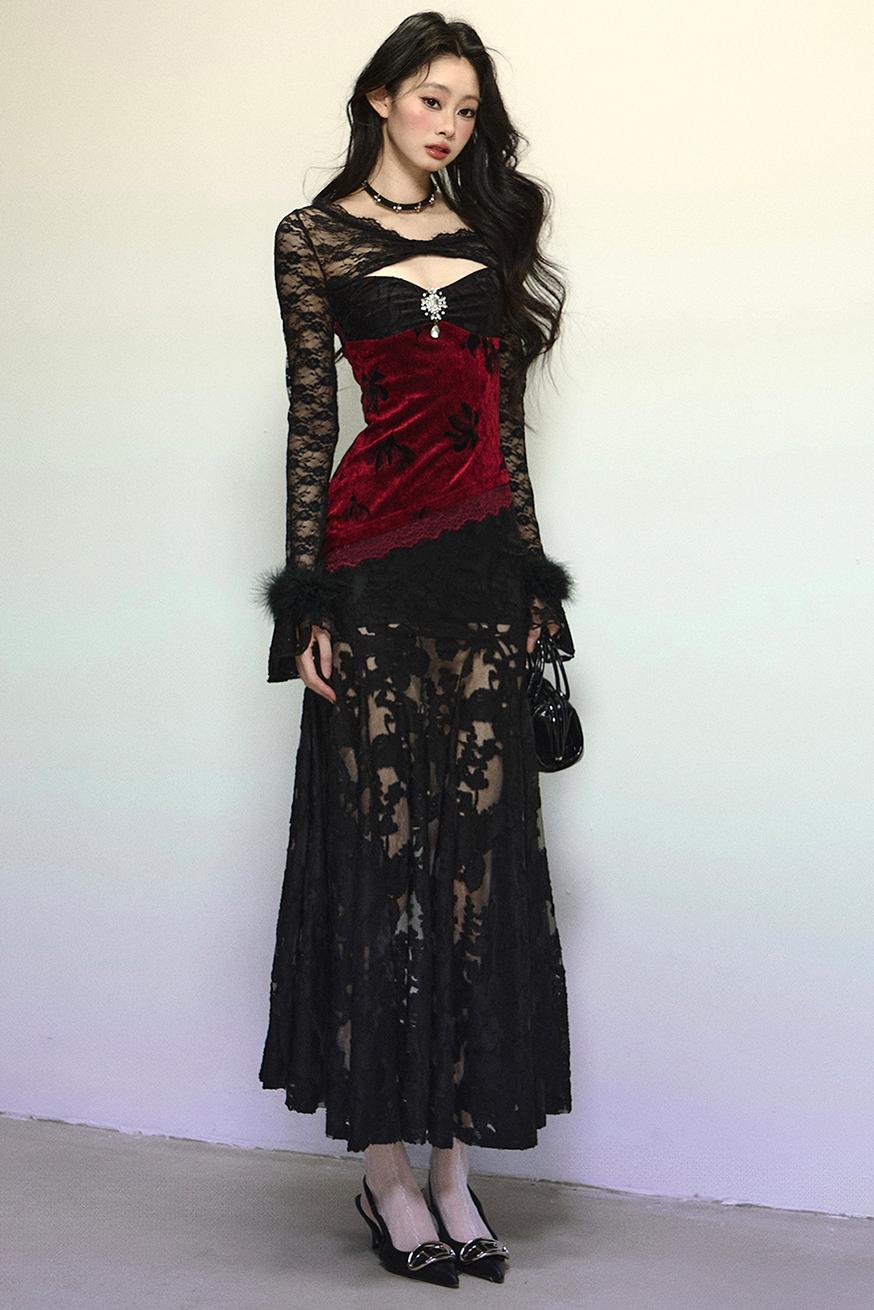 Off-Shoulder Lace Mermaid Dress