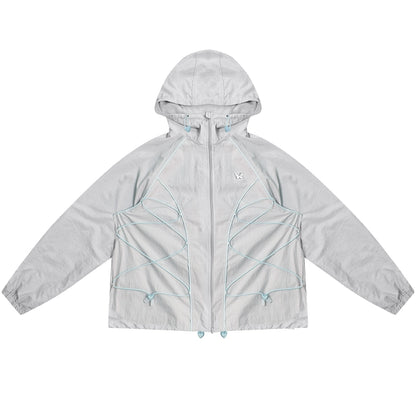 Retro Drawstring Hooded Windproof Jacket