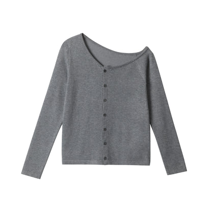 Black Knitted Off-Shoulder Cardigan